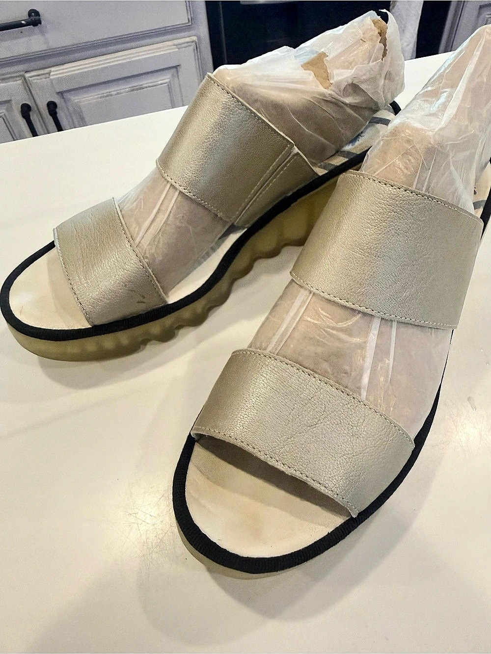 Fly London Metallic Platform Sandals Gold US 10/EU 41